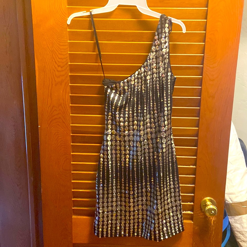 One shoulder sequin sparkly dress